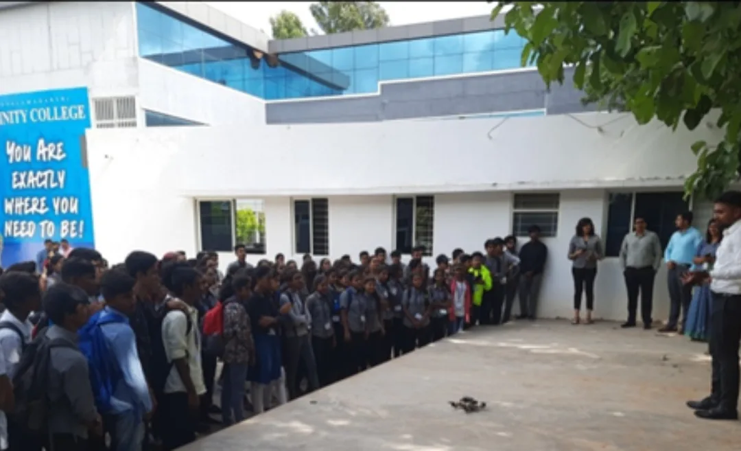 Students outdoors for the drone technology orientation