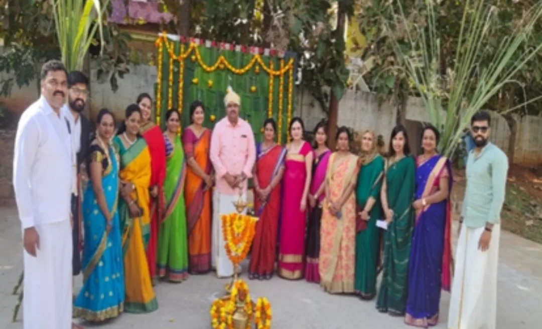 Students in traditional dress for Suggi Sambhrama