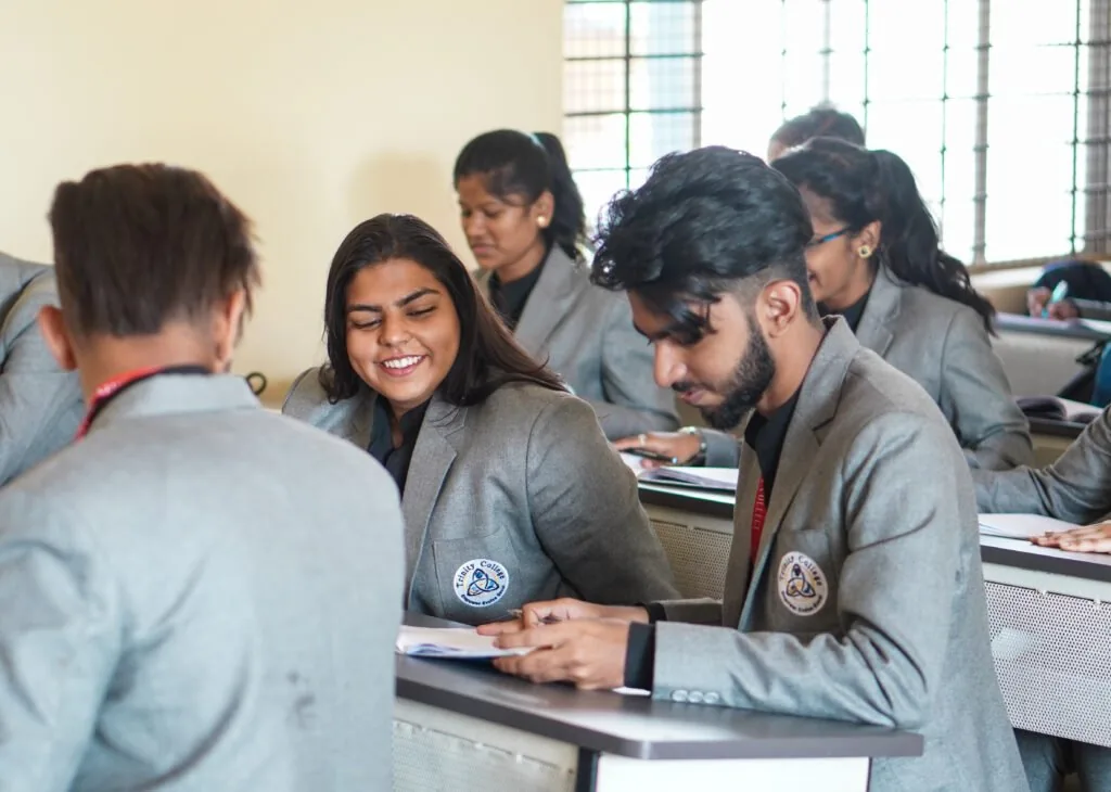 BBA students learning at Trinity College Mysore